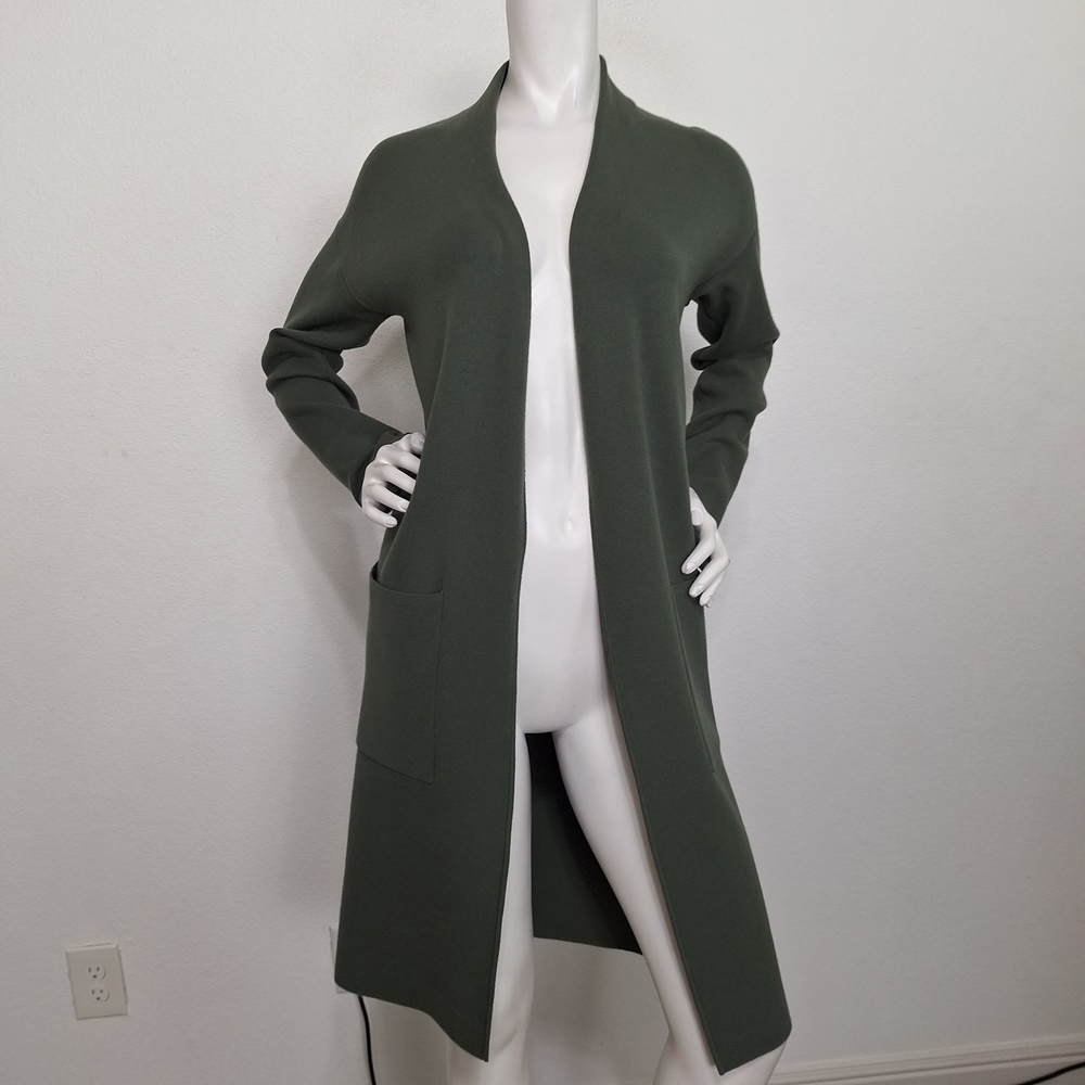 The Group Babaton Green Lagenlook Quiet Luxury Open Front Cardigan Sweater Sz.XS